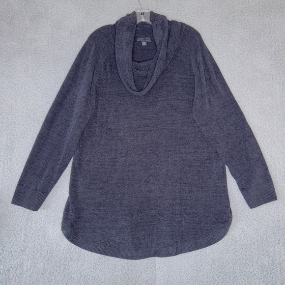 Barefoot Dreams CozyChic Ultra Lite Tunic Cowl Neck Pullover Sweater 1X Gray - Picture 1 of 8
